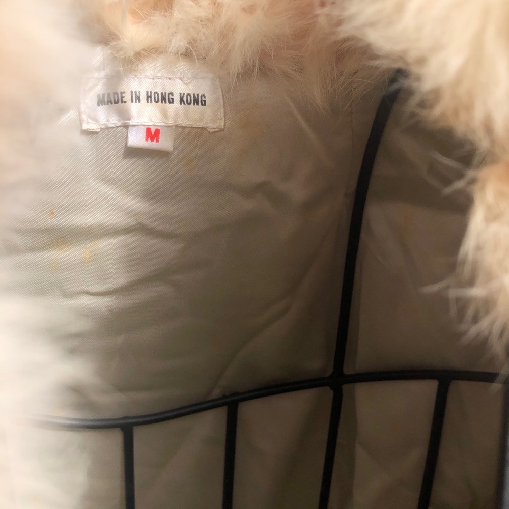 Vintage Beige Off White Rabbit Fur Jacket Coat - Picture 6 of 7